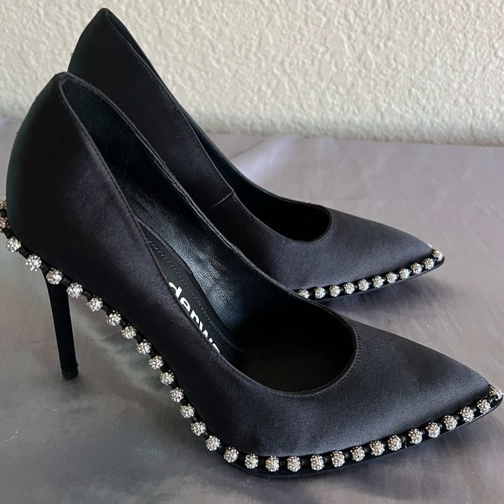 Alexander Wang Rie Crystal Satin Pointed Toe Heel Pump New - Picture 2 of 14